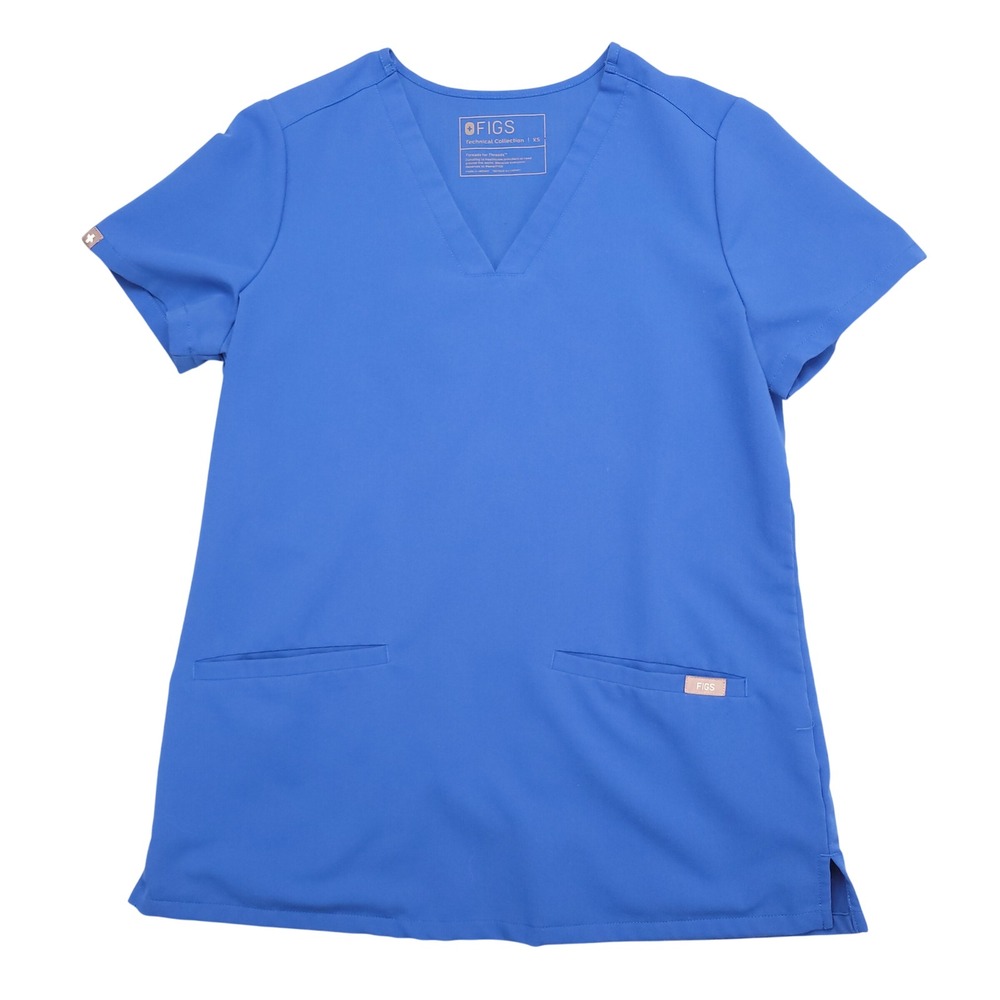FIGS Technical Collection Scrub Top Women XS Royal Blue Career Medical